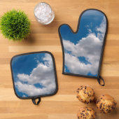 Grote witte wolken ovenwant & pannenlap set (Top down)