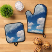 Grote witte wolken ovenwant & pannenlap set (Top down)