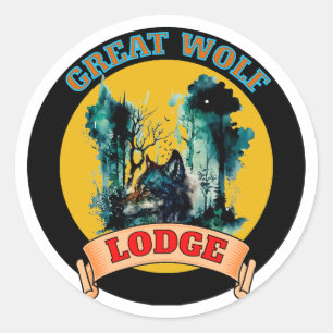 GROTE WOLF-LODGE RONDE STICKER