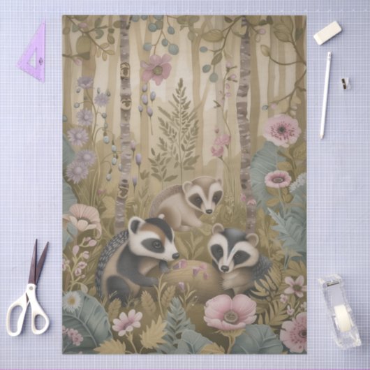 Grote Woodland Forest Critters Bloemen Decoupage Tissuepapier (Craft)