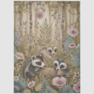 Grote Woodland Forest Critters Bloemen Decoupage Tissuepapier
