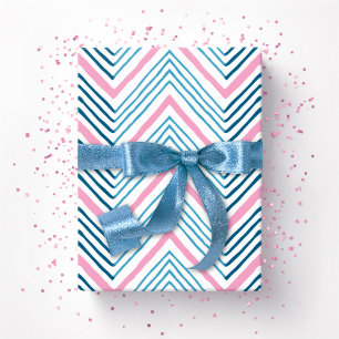 Grote Zag Chevron in Roze en Diep Aqua Cadeaupapier