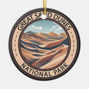 Grote zandduinen Nationaal Park Illustratie Reizen Keramisch Ornament