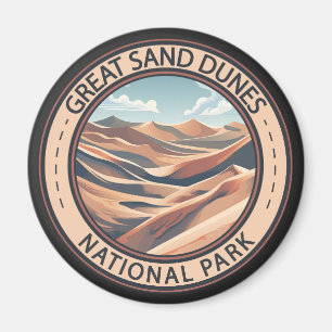 Grote zandduinen Nationaal Park Illustratie Reizen Magneet