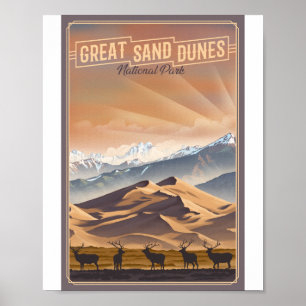 Grote zandduinen Nationaal Park Litho Kunstwerk Poster