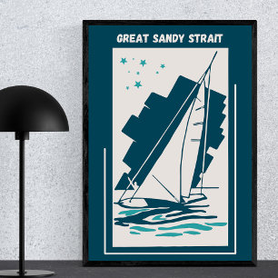 Grote zandstraat in Queensland -  verzilvering Poster