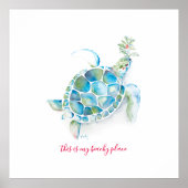 Grote Zeeen schildpad Waterverf Poster (Voorkant)