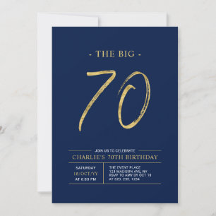 Grote Zeventig   Gouden & Marineblauwe 70ste Verja Kaart