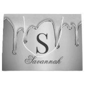 Grote zilveren chroom druppels vloeibaar metaal mo groot cadeauzakje (Voorkant)