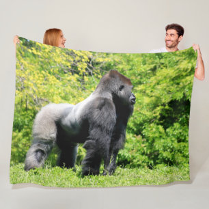 GROTE ZILVEREN RUG GORILLA FLEECE DEKEN