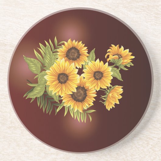 Grote zonnebloemen Gekleurd Rustische zandsteen Zandsteen Onderzetter (Voorkant)