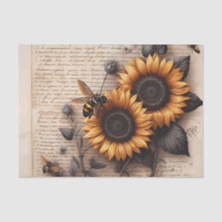 Grote zonnebloemen met bijen in schrift tissuepapier
