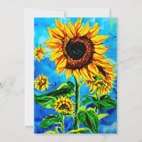 Grote zonnebloemen Waterverf natuur schilderij