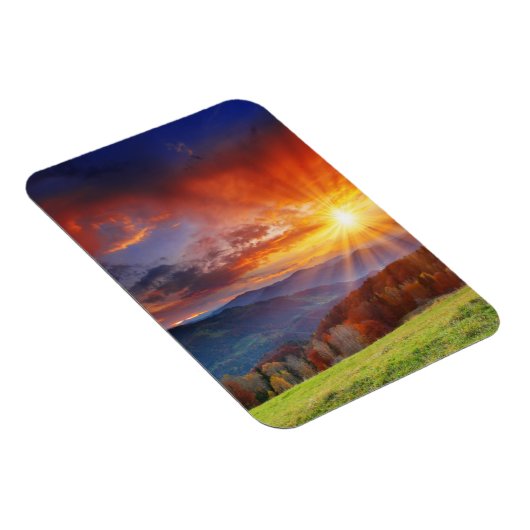 Grote zonsopgang in het berglandschap magneet (Rechterzijde)