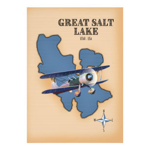 Grote Zoutmeer Utah vintage stijl kaart Foto Afdruk