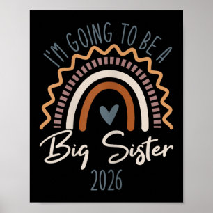 Grote Zus 2026 Meisjes Regenboog Grote Zus Broer o Poster