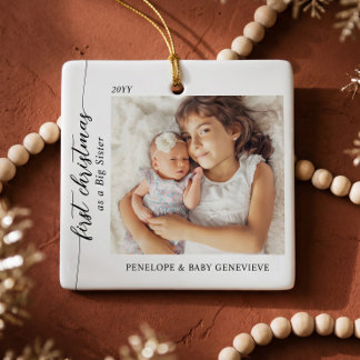 Grote Zus Baby Eerste Kerst Foto Aandenken Keramisch Ornament
