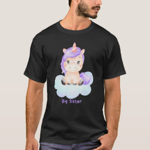 Grote Zus Eenhoorn Sprookje Print Sibiling Meisjes T-shirt