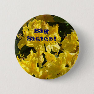 Grote Zus! knoppen aangepast Gele Rhodies Bloemen Ronde Button 5,7 Cm