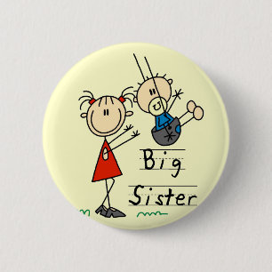 Grote Zus met Kleine Broer T-shirts en Cadeaus Ronde Button 5,7 Cm