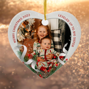 Grote zus nieuwe baby foto zilveren lijst holly de keramisch ornament