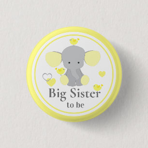 Grote zus om baby jongen meisje douche olifant te  ronde button 3,2 cm