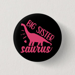Grote Zus Saurus in Roze Ronde Button 3,2 Cm