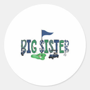 Grote zus van de verjaardag jongen gat in een Golf Ronde Sticker