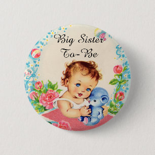 Grote zus wordt Baby shower Button