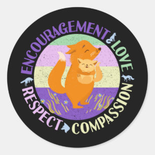 Grote Zuster Liefde - Verwant Bonding Fox Ronde Sticker