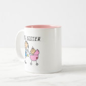 Grote zuster met kleine zuster T-shirts en cadeaut Tweekleurige Koffiemok (Voorkant links)