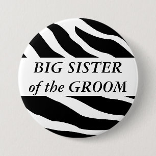 Grote zuster van de Groom Zebra Wedding Button