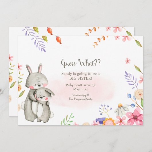 Grote zuster Zwangerschap Aankondiging (Voorkant / Achterkant)