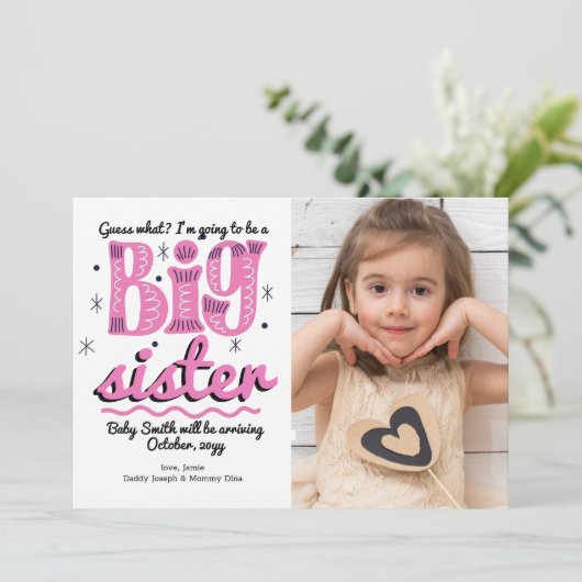 Grote zuster Zwangerschap Aankondiging (Staand voorkant)