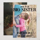 Grote zuster Zwangerschap Fotoaankondigingen Aankondiging (Voorkant / Achterkant)