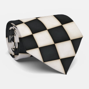 Grote zwarte en Antiek witte checkers Stropdas