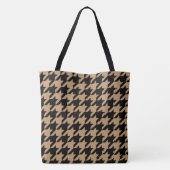 Grote Zwarte en Camel Brown Houndstooth Check Draagtas (Achterkant)