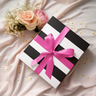 Grote Zwarte en Witte Horizontale Strepen Cadeaupapier