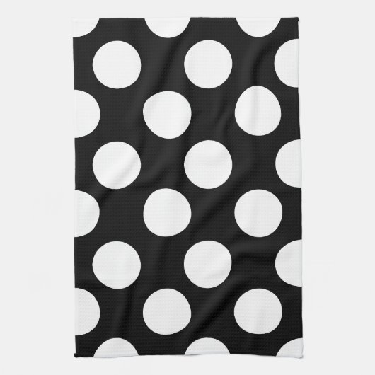 Grote zwarte en witte poka Dot Kitchen Towel Theedoek (Verticaal)