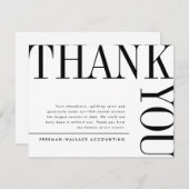 Grote zwarte en witte tekst bedankkaart (Voorkant / Achterkant)