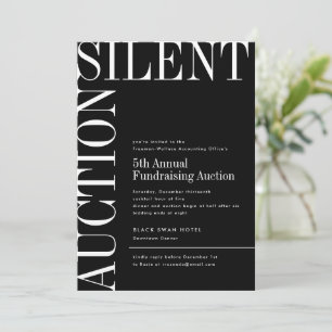 Grote zwarte en witte tekst Silent Auction Invitat Kaart