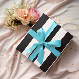 Grote Zwarte en Witte Verticale Strepen Cadeaupapier