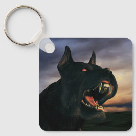 Grote, zwarte hond sleutelhanger