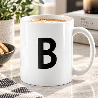 Grote zwarte initiaal minimalistische monogram koffiemok