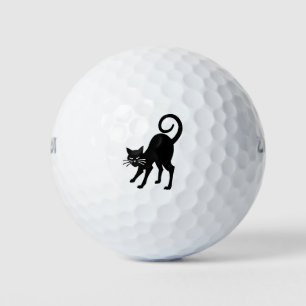 Grote zwarte kat golfbal set golfballen