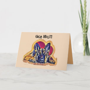 Grote zwarte Tan German Shepherd Puppy PopArt Kaart