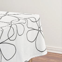 Grote zwarte witte handdragende bloemen tafelkleed