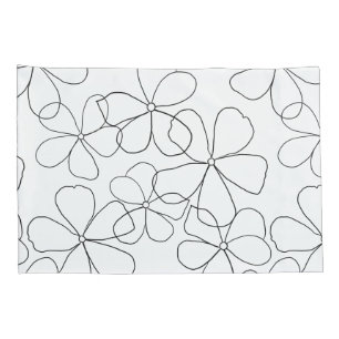 Grote zwarte witte handdrager Kussensloop bloemen
