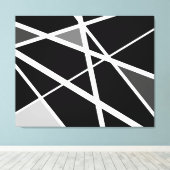 Grote zwarte witte moderne geometrische abstracte canvas afdruk (Insitu (Houten vloer))