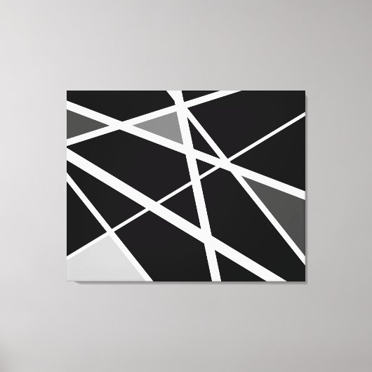 Grote zwarte witte moderne geometrische abstracte canvas afdruk (Voorkant)